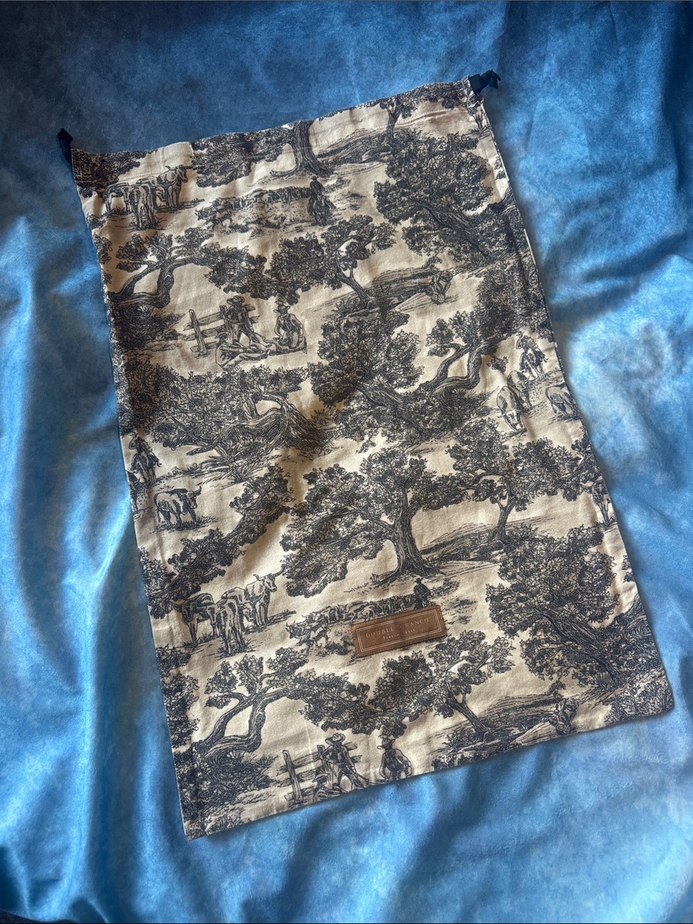 Double D Ranch Black & Cream Toile Drawstring Travel Boot Bag